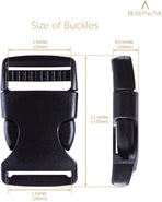 Plastic Buckle Strap Clip Quick Side Release Buckles 1 Inch Flat for Nylon Strap Backpack (Black, 1 Inch, 20 Piece)