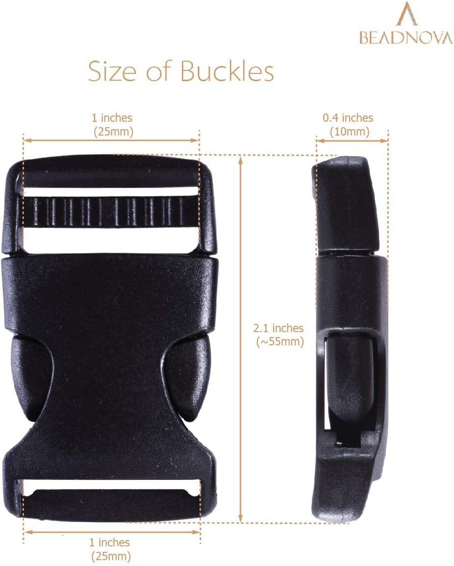 Plastic Buckle Strap Clip Quick Side Release Buckles 1 Inch Flat for Nylon Strap Backpack (Black, 1 Inch, 20 Piece)