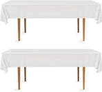 2 Rectangular Tablecloths, BPA-Free Plastic, 54 x 108 Inch, Disposable or Reusable Table Cover for Parties, Picnic & Outdoor, White (2 Pack, Individually Wrapped)
