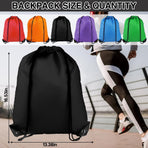 Drawstring Backpack 6 Colors Drawstring Bags, Draw String Back Bag Drawstring Bags Bulk for Sports, Gym, Travel, Swimming, Beach (6 PACK)