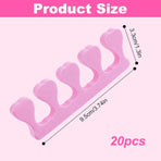20 Pack Sponge Toe Separators, Toe Separators Set/Soft Foam Toe Separator, Flexible Toe Spacers for Pedicures Toe Dividers for Women Nail Art Pedicure Manicure (3.94x1.38'')
