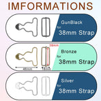 CooBigo 6 Sets 1-1/2" Overall Buckles Replacement, Suspender Buckle Metal Bib Clip Clasp with Adjustable Tri-Glide Slide Buckle for Jeans Suspender, Pants Sewing Accessories (Bronze No-Sew Button)