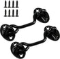 2 Pack 6'' Door Latch Door Lock Hardware, 6'' Hook and Eye Gate Latch Easy Lock for Barn Door, Black Sliding Door Lock with Screws for Window, Cabin Hooks