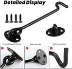 2 Pack 6'' Door Latch Door Lock Hardware, 6'' Hook and Eye Gate Latch Easy Lock for Barn Door, Black Sliding Door Lock with Screws for Window, Cabin Hooks
