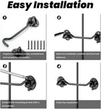 2 Pack 6'' Door Latch Door Lock Hardware, 6'' Hook and Eye Gate Latch Easy Lock for Barn Door, Black Sliding Door Lock with Screws for Window, Cabin Hooks