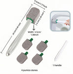 Pumice Toilet Brush Scrubber with 9.5” Handle - 1 Scrubber + 4 Pumice Stones - Remove Hard Water Stains, Rust & Lime from Toilet, Tub, Tile, Grill & Pool - No-Scratch, Easy Grip