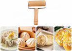 Stainless Steel & Beechwood Rolling Pin with Adjustable Thickness - Ergonomic Dumpling/Pasta Maker、Pizza, Kitchen Tool for Home Chefs, Dishwasher Safe & Rustproof Design (T)