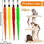 10 Packs Cat Worm Toys, Colorful Worm Cat Toy, Interactive Cats Wand Attachment Toys for Teaser Play and Chase Exercise with Kitten