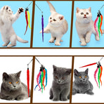 10 Packs Cat Worm Toys, Colorful Worm Cat Toy, Interactive Cats Wand Attachment Toys for Teaser Play and Chase Exercise with Kitten