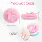4 PCS Large Fluffy Body Powder Puff, Soft Powder Puff for Body Face, 4 Colors Washable Reusable Makeup Puffs