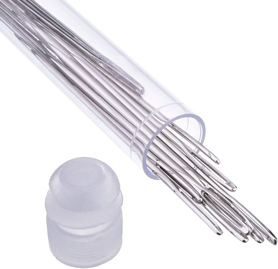Large-Eye Stitching Needles for Leather Projects with Clear Bottle, 20 Pack