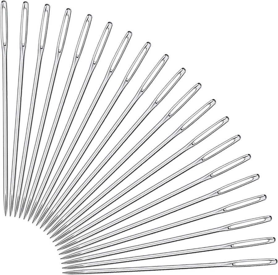 Large-Eye Stitching Needles for Leather Projects with Clear Bottle, 20 Pack