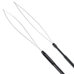 10 Pieces Hair Extension Loop Needle Threader Pulling Hook Tool and Bead Device Tool Black Loop Threader for Hair or Feather Extensions (Black)