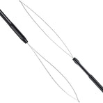 10 Pieces Hair Extension Loop Needle Threader Pulling Hook Tool and Bead Device Tool Black Loop Threader for Hair or Feather Extensions (Black)