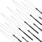 10 Pieces Hair Extension Loop Needle Threader Pulling Hook Tool and Bead Device Tool Black Loop Threader for Hair or Feather Extensions (Black)