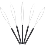 10 Pieces Hair Extension Loop Needle Threader Pulling Hook Tool and Bead Device Tool Black Loop Threader for Hair or Feather Extensions (Black)