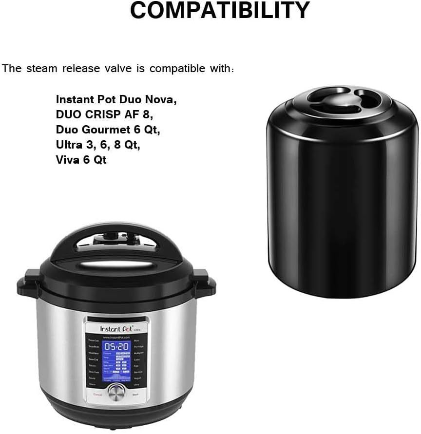 Steam Release Valve Handle for Instant Pot Duo Nova, DUO CRISP AF 8, Duo Gourmet 6 Qt, Ultra 3, 6, 8 Qt, Viva 6 Qt/Pressure Cooker Replacement Accessories