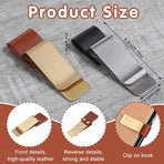 2 Pcs PU Leather Retro Notebook Pen Clips Metal Pen Loop Holder Sleeve - Silver & Gold