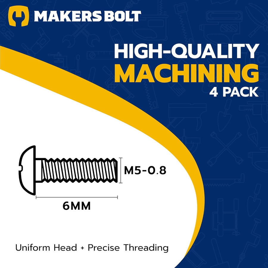 Black License Plate Screws for BMW and Tesla, Phillips Machine Pan Head 18-8, Stainless Steel, M5-0.8 x 6 mm Bolt (Pack of 4)