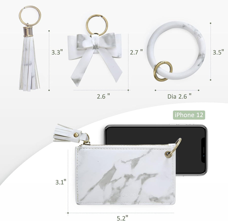 ECOSUSI Wristlet Keychain Key Ring Wallet Bracelets Card Holder Purse with Tassel