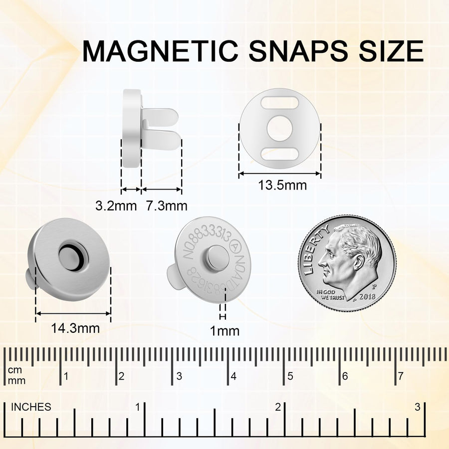 CooBigo 24Sets Magnetic Snaps for Purse Closures 14mm Magnetic Fastener Replacement Kit Magnetic Snaps for Purses and Totes Clothing Bag DIY Craft