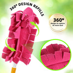 Reusable Duster Refill Compitable with Swiffer Duster - Washable Heavy Duty Dusters Refills 360 for Swiffer Duster Handle & Super Extender Handle, 4 Pack