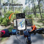 Bike Phone Mount, Motorcycle Phone Holder with Not Block Camera, Motorcycle Handlebar Cell Phone Clamp for iPhone 16, iPhone 15 Pro Max/Plus,14,S9, S10 and More 4.5" to 7" Phone