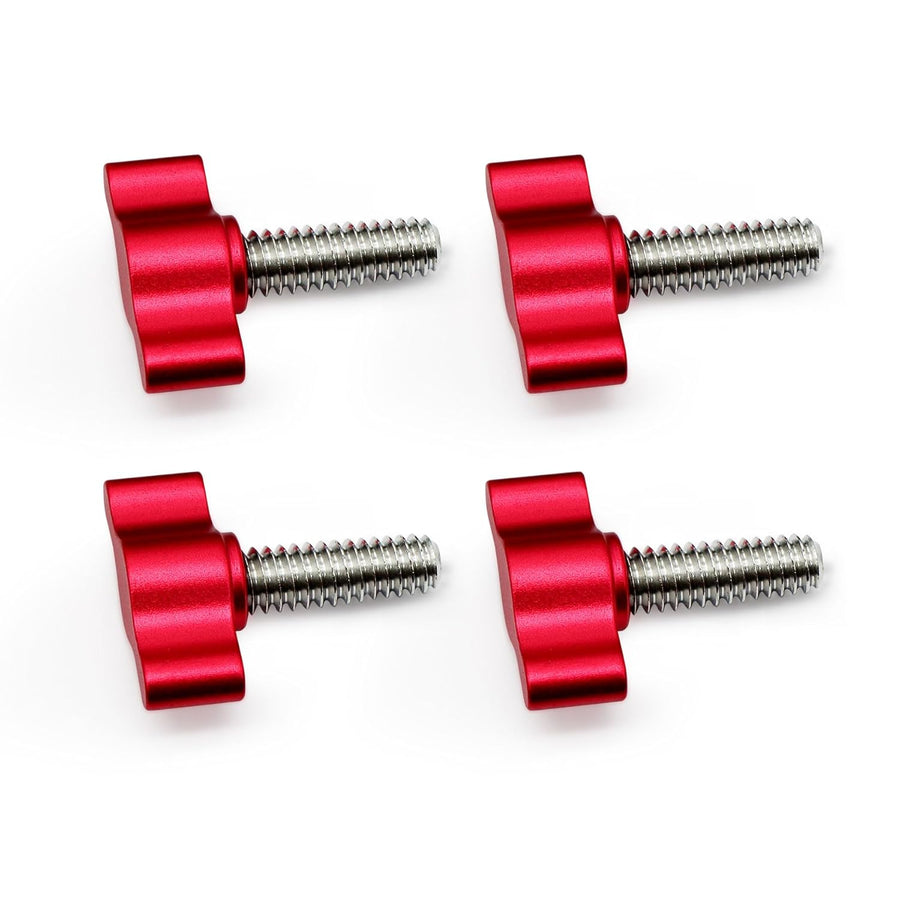 Xadnitu 1/4"-20 x 1 Thread Thumb Screw,Stainless Steel Standard/Coarse Thread with Red Adjustable Tee Wing Aluminum Knob to Remove Replace Hand Clamping Tightening Knob Power Supply, 4 Packs