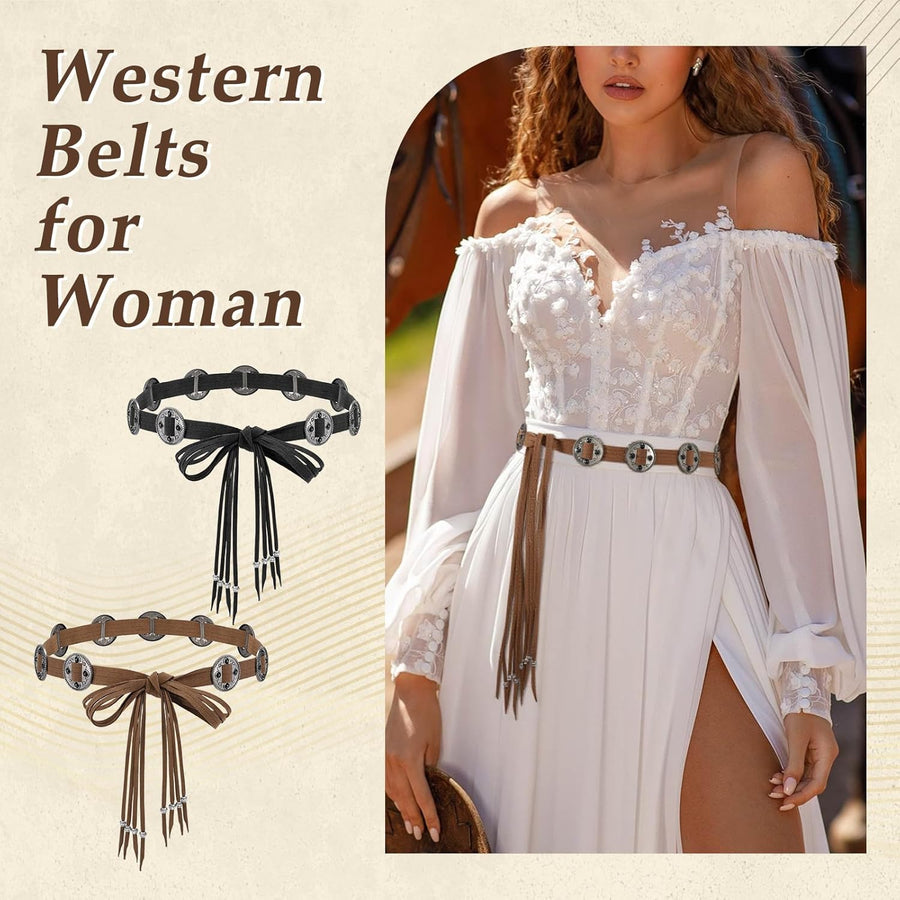 Western Style Belts Women's Tassel Rope Braid Waist Belt Woven Belt for Dress Vest Jeans