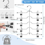 Pants Skirt Hangers with Clips, 2 Pack Pant Hangers Skirt Hangers Space Saving Closet Hanger Organizer Closet Organizers and Storage