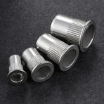 Rivet Nut 1/4"-20UNC 100Pcs Stainless Steel 304 Finish Flat Head Rivnut Threaded Insert Nut Knurled Body