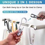 Laundry Hooks with Clips Hanger Closet Organizer Clamps Socks Boot Bras Towels for Bathroom Wardrobe Kitchen Office 4Pcs (White)