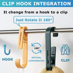 Laundry Hooks with Clips Hanger Closet Organizer Clamps Socks Boot Bras Towels for Bathroom Wardrobe Kitchen Office 4Pcs (White)