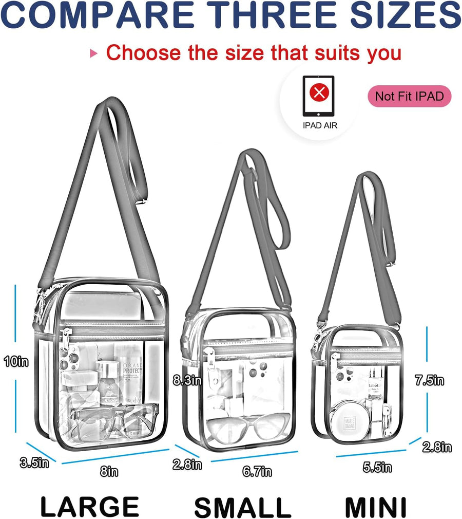 Clear Purse Stadium Transparent Messenger Bag Stadium Approved for Men and Women Clear CrossBody Bag