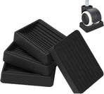 Furniture Wheels Caster Cups, Non-Slip Rubber Bed Frame Stopper Floor Protector for Any Furniture with Wheels - 4 Pack (Black)