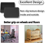 Furniture Wheels Caster Cups, Non-Slip Rubber Bed Frame Stopper Floor Protector for Any Furniture with Wheels - 4 Pack (Black)