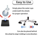 Furniture Wheels Caster Cups, Non-Slip Rubber Bed Frame Stopper Floor Protector for Any Furniture with Wheels - 4 Pack (Black)
