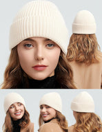 50% Wool Thick Beanie Hat for Men Women, Seamless Winter Knit Skull Cap, Cuffed Fisherman Beanie Warm Watch Cap
