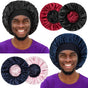 2pcs Bonnet for Men, Bonnets for Women, Satin Silk Hair Bonnet for Sleeping, Reversible Double Layer Wide Band Sleep Cap for Curly Hair Braids