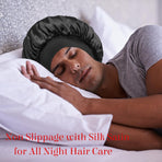 2pcs Bonnet for Men, Bonnets for Women, Satin Silk Hair Bonnet for Sleeping, Reversible Double Layer Wide Band Sleep Cap for Curly Hair Braids