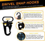 6 Pack Paracord Lanyard Accessories 1" Rifle Sling Clips Metal Swivel Snap Hook Keychain Carabiner Key Chain for Keyrings (Black)