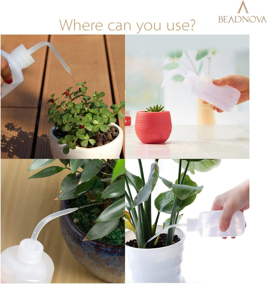 Squeeze Bottle Plant Watering Can Eye Wash Bottle Squeeze Irrigation Plastic Small Watering Can for Indoor Plants Tattoo (2pcs, 250ml and 500ml)