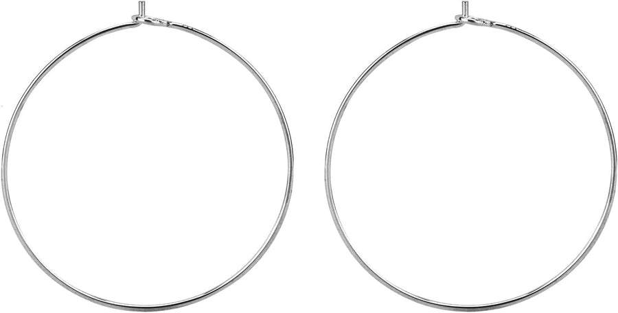 925 Sterling Silver Hoop Ear Wires Hoop Earrings Wires Earwires for Jewelry Making Earrings Making DIY (2pcs, 30mm)