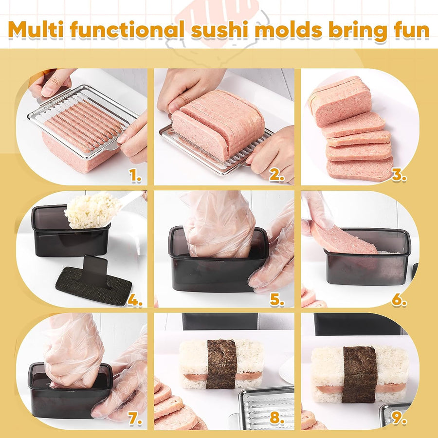 Mubi Press Mold Kit，Onigiri Mold Triangle，4 Pack Japanese Rice Cooker Kit for Lunch Bento