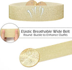 Wide Stretchy Belts for Women Dresses Elastic Waist Cinch Womens Belt with Gold Buckle