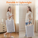 75L Large Collapsible Laundry Hamper, Tall Foldable Dirty Clothes Baskets Waterproof, Freestanding Design with Easy Carry Handles in Dorm Bedroom Bathroom College, Grey