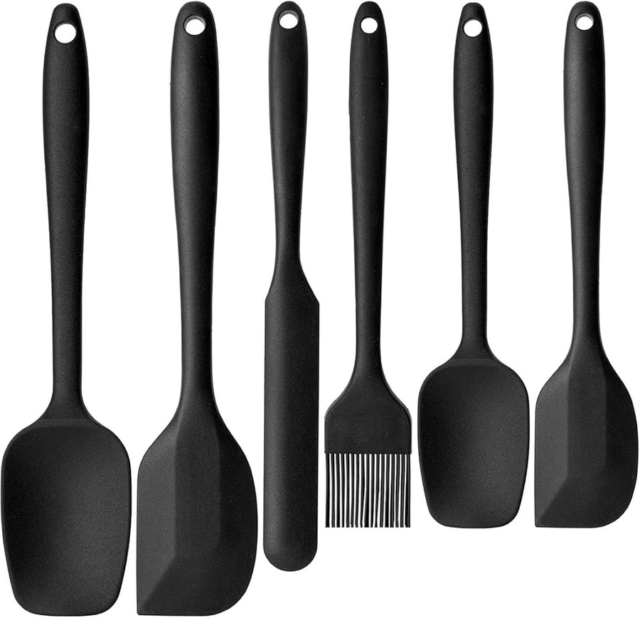 Silicone Spatula Set, 6 PCS Food Grade Kitchen Utensils with Silicone Brush, 480°F Heat Resistant Non Stick Rubber Spatula for Scraping, Cake Baking, Cooking, Mixing, Dishwasher Safe