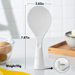 Silicone Standing Rice Spatula with Non-Stick Paddle, Heat Resistant Rice Cooker Spoon, Serving Spoon for Grains (White)