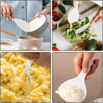 Silicone Standing Rice Spatula with Non-Stick Paddle, Heat Resistant Rice Cooker Spoon, Serving Spoon for Grains (White)