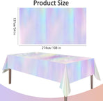 4 Pack Iridescent Plastic Tablecloths Disposable Table Cover Sparkly Foil Table Cloth for Rectangle Tables Party Decorations Birthday Princess Bridal Wedding Christmas Iridescence, 54 x 108 Inch